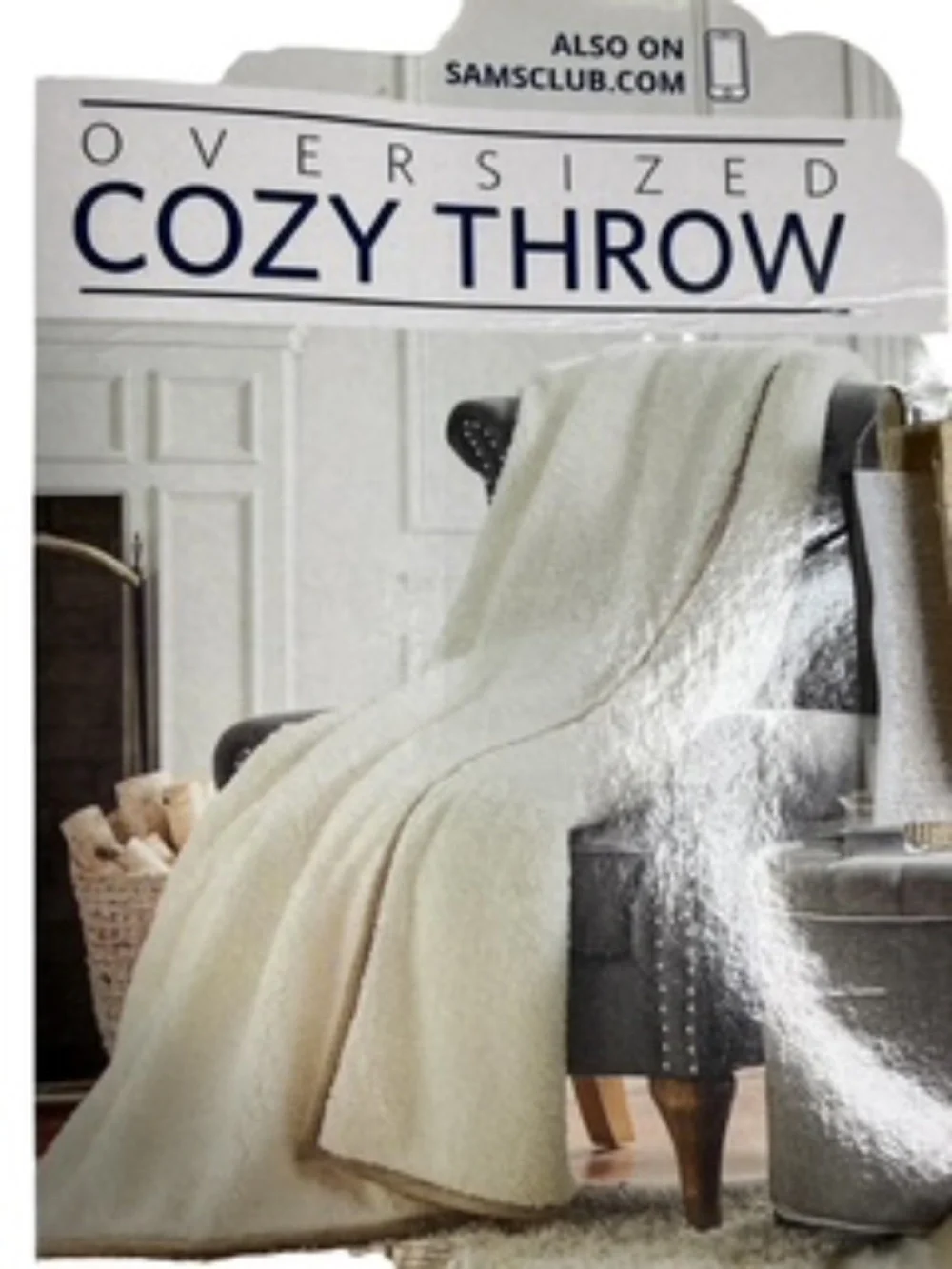 NWOT Member's Mark Cozy Cream/Tan Oversized Throw